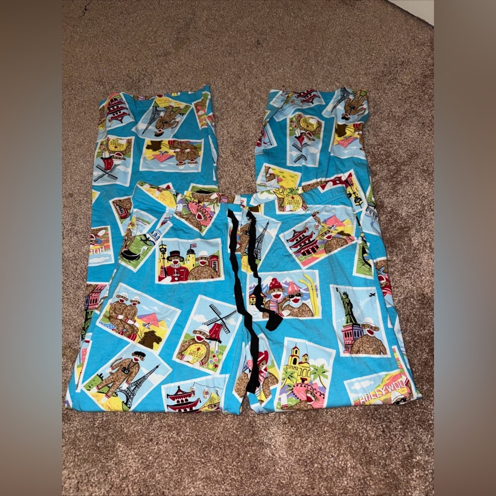 NWT Nick and Nora vacation sock monkey pajamas